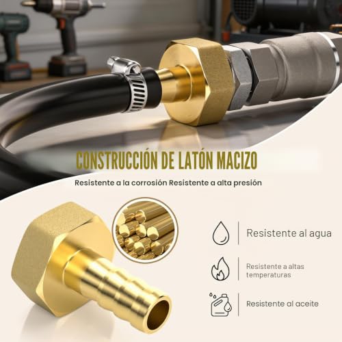 Miniatura 4 de Bwintech 12 Piezas De Accesorios De Espiga Para Manguera, 1 2 Bsp Hembra X 10 Mm Conector De Espiga Con 12 Abrazaderas