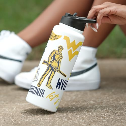 Image of Logo Brands NCAA Native 34 oz Quencher Water Bottle - | Local Icons Design | Double-Wall Insulated| Leak-Proof Lid & Built-In Straw