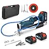 Ovshnrr Battery Grease Gun, 12,000 PSI Electric Grease Gun Kit with 2 x 4.0Ah Batteries & Charger, 5.3 oz/min, 600ml Cordless Grease Gun, LED Light, Flexible Hose for Automotive, Truck, Farm