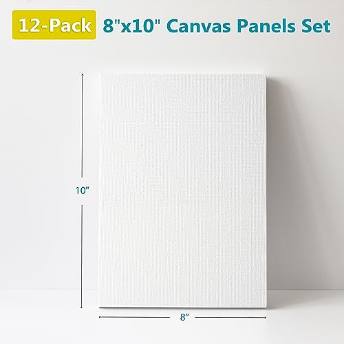 Image of KEFF Canvas for Painting - 12-Pack 8x10 Canvas Value Pack - 100% Cotton Triple Primed Small Canvases for Painting. Mini Canvases Bulk Set for Acrylic, Oil, Watercolor&Tempera - Art Supplies for Adults