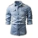 Produktbild Herren Denim Hemd Casual Knopf Revers Dress Shirts Langarmhemd Neu Frühling Herbst Bequemer Breathable Jeanshemd Freizeit Weiches Cowboy-Style Shirt Tops Slim Fit M