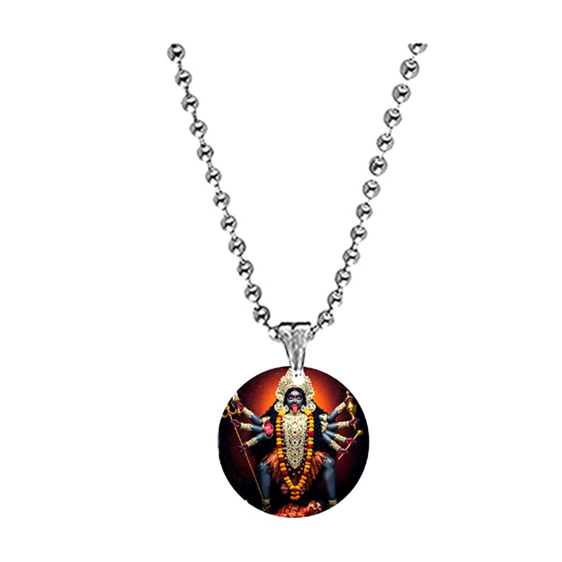 Maa Kali Rudra Swaroop Red Acrylic Goddess Pendant with Bead Chain for Men Women, Religious Kali Mata Photo Pendant, Spiritual Jewelry Gift for Prayer, Temple & Festivals-image-26