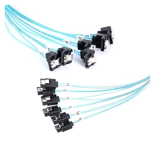 Cable SATA 12Gbps ángulo derecho 0.5 m set 6 piezas