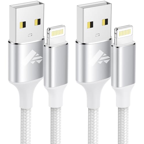 Aioneus Cable iPhone Carga Rápida 1M 2Pack MFi Certificado Cargador iPhone Nylon Trenzado USB Cable Lightning Compatible con iPhone 14 13 12 11 Pro XS MAX XR X 8 7 6 6S Plus 5 5S, iPad