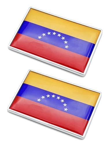 Image of 2 Pcs 3D Venezuela Venezuelans Flag Metal Car Stickers Chrome Decals,2.3 x 1.6 Inch Metal Truck Stickers,Patriotic Car Motorcycle Emblem.