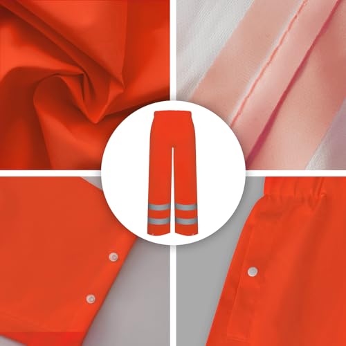 Image of TCCFCCT High Vis Rain Pants Rain Suits for Men Waterproof, Hi Vis Rain Pants for Men Women with Hood, High Visibility Rain Gear Reflective for Safety Work & Outdoor Activities, S-M Orange P