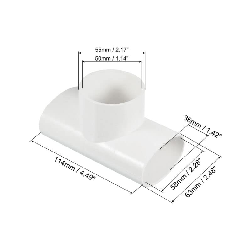 Tool parts 3Pcs PVC Water Pipe 3 Ways Reducing Elbow Fitting 63x55mm OD Tube Reducer White