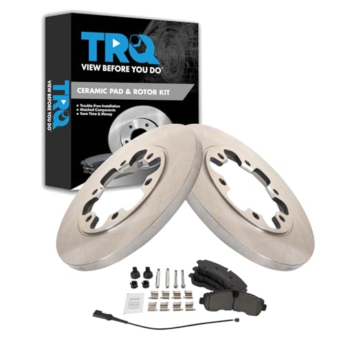 Image of TRQ Rear Brake Pad and Rotor Set Ceramic Solid Rotors Compatible with 2020-2022 Ford Transit-350 HD