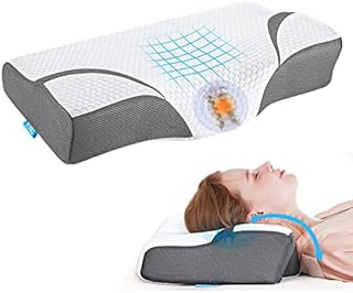 Tbfit Contour Memory Foam Pillows for Sleeping, Ergonomic Cervical Pillow for Neck Shoulder Pain Relief, Adjustable Orthopedic Neck Pillow, Support Bed Pillows for Side, Back, Stomach Sleepers