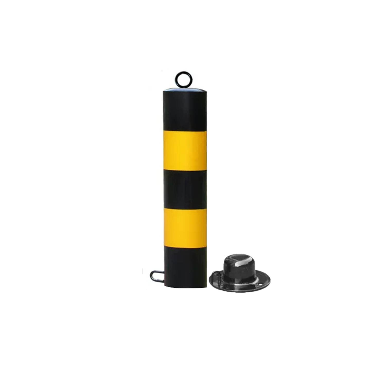 DUANHOZ Parking Posts For Driveways,Steel Lockable Parking Bollards - Yellow and Black Driveway Security Barriers for Car Parks - Heavy Duty Parking Post Vehicle Post Bollards fo