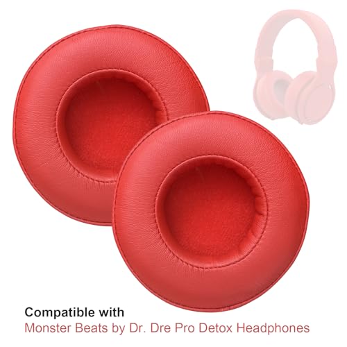 Alitutumao Replacement Earpads Ear Cushions Ear Cups para Beats by Dr Dre Pro Detox Wireless Headphones, Almohadillas de Espuma de Memoria (Rojo) miniatura 4