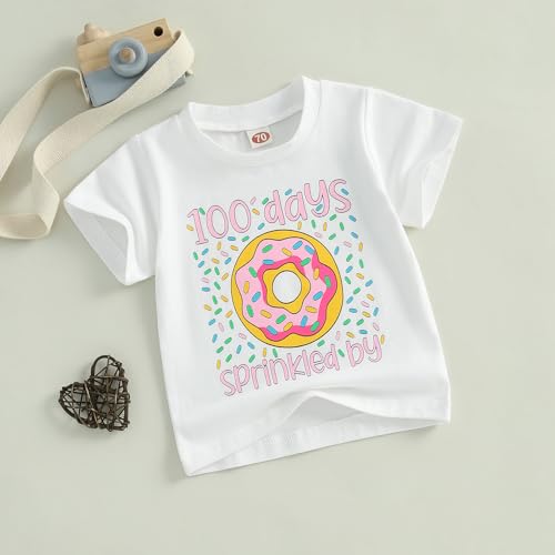 Canis Kids Toddler Little Boys Girls 100 Days of School T-Shirt 100 Days Sprinkled by Donut Celebration Student Shirt2