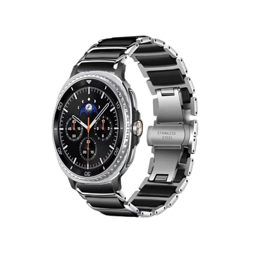 �ɓK������Samsung Galaxy Watch 8 /44mm /40mm 8 Classic /46mm/ Ultra 2025 /47mm�ɓK������Z���~�b�N+���^���X�g���b�v(Silver black,For Watch 8 Classic 46