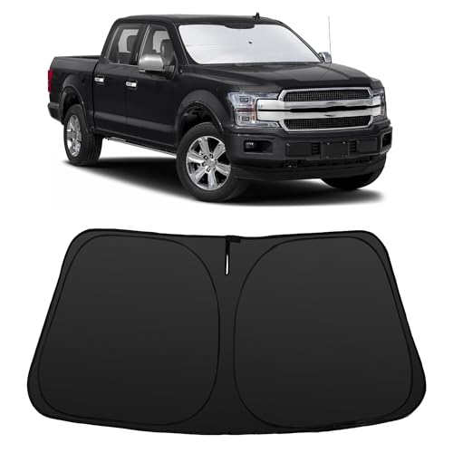 Image of Windshield Sun Shade for 2015-2020 Fo-rd F150 | Foldable, Full covered for windshield, Block UV Rays, Heat Reduction, Easy to install, Keeps Car Cooler