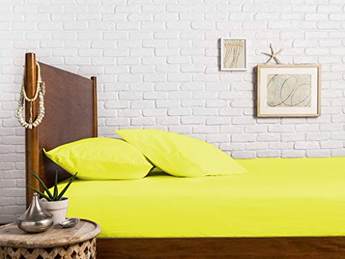 Image of Sweet Dream's 750 Collection Egyptian Cotton Fitted Bedsheet 4 to 12 Inch Matress 15 inch Drop Twin XL Size Bed (39x78) + 1 Pillow Covers (18x28), Vanilla Yellow