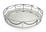 Glass Mirror Tray with Silver Metal Frame Ideal Glass Tray for Vanity, Makeup, Perfume Organizer, De