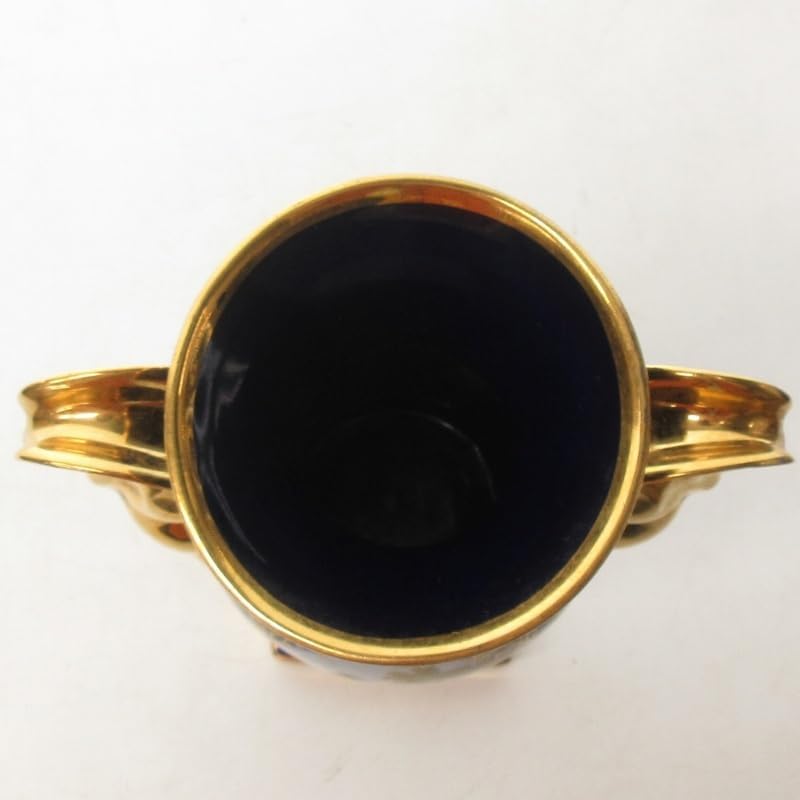 リモージュ LIMOGES 花瓶 フラワーベース イラスト 金彩 フランス製 紺