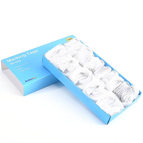 Brothersbox Price Tags With String Attached, 1000Pcs White Marking Merchandise Strung Tags Writable Label Hang Tags For Pricing Gift Jewelry Clothing Yard Sale Garage Supplies 1.75 X 1.093 Inch #TOP1