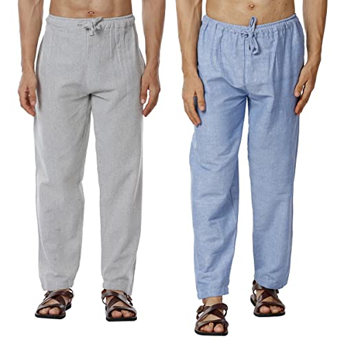 Image of Aatman One Size Men's Eco-Friendly Cotton Pyjama Pack of 2 | Fits Waist Size 28 to 36 Inches