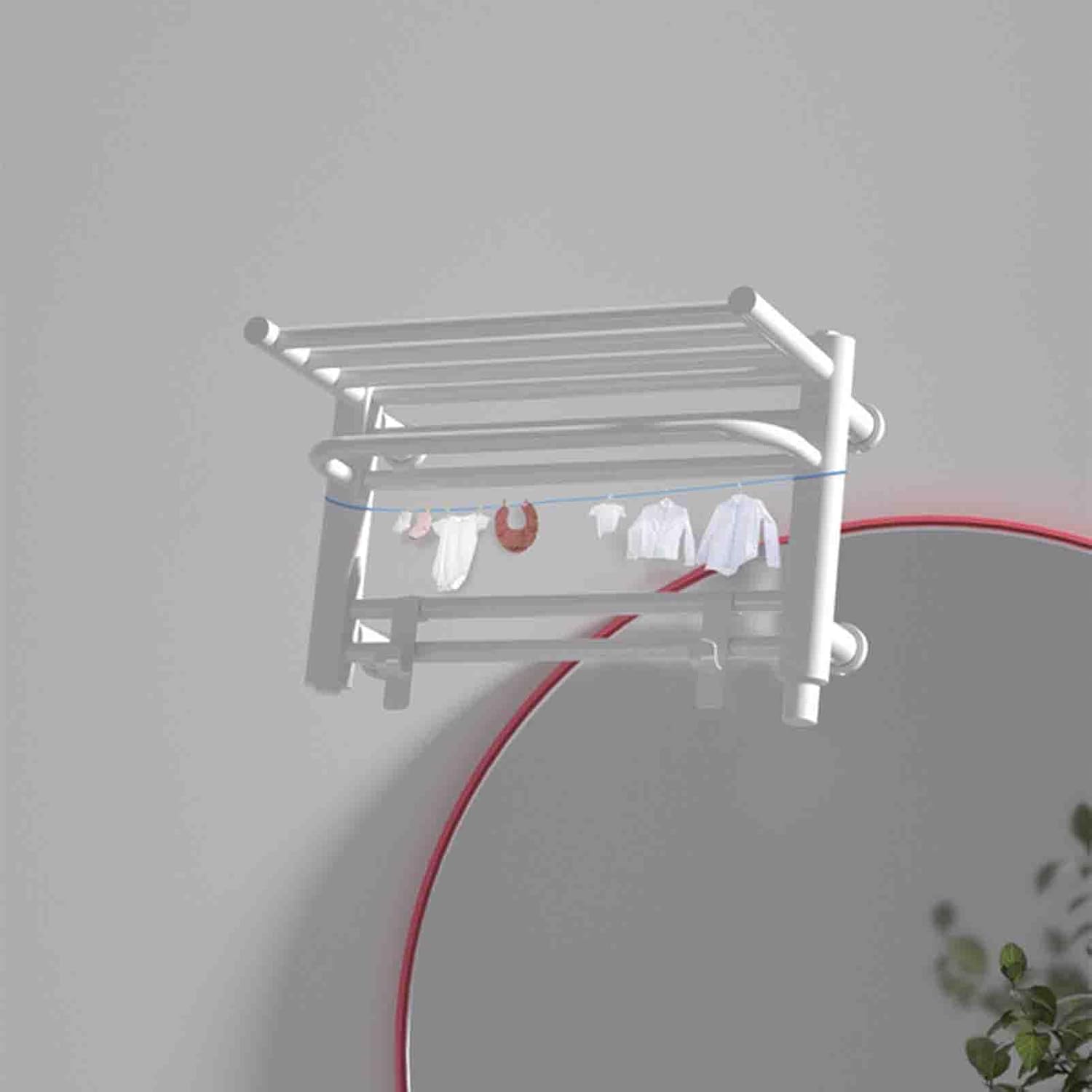 Electric Heated Towel Rail Radiator, Wall Mounted Carbon Steel Towel Warmer Rack with Top Storage Shelf Smart Thermostatic Towel Drying Rack for Bathroom