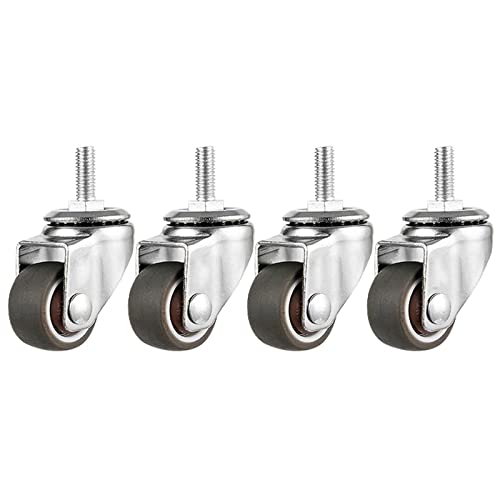 HBDBJRWB 4 Ruedas para estantería, con vástago roscado, tamaño métrico M6, silenciosas, de Goma, pequeñas, giratorias, para Muebles, carritos de Compra (Ø25 mm, universales).