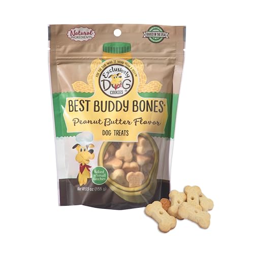 Exclusively Dog Cookies Best Buddy Bones Peanut Butter Flavor Training Treats Natural and Made in The USA 5.5 oz