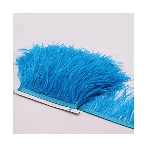 Frange en plumes d'autruche bleu lac ruban pre-cousu de 1m - 2
