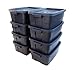 Rubbermaid Roughneck Tote 10 Gal, 8 Pack, Made in USA, Dark Indigo Metallic, Rugged Plastic Stackable Storage Bins with Lids and Handles