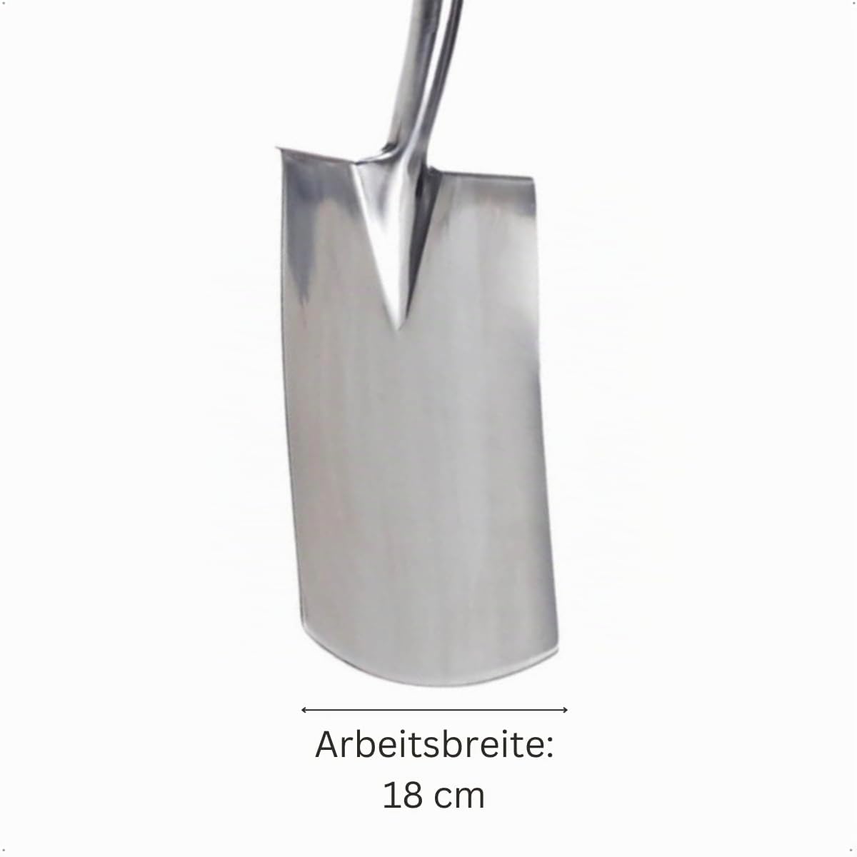 Rekord - Gärtnerspaten aus Edelstahl - 29x18 cm Schaufel mit 76 cm T-Stiel | Stabiler Grabespaten mit Trittschutz und Eschenholzstiel für Gartenarbeiten - Gesamtlänge 121 cm, Gewicht 2,1 kg