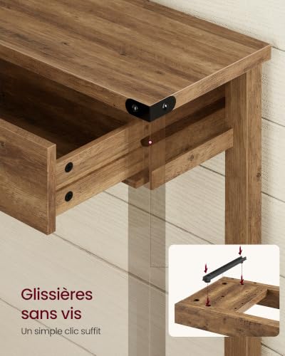 VASAGLE Table Console avec 2 Tiroirs et Étagère, 100 x 24 x 76 cm – vue 5