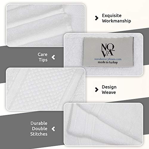 Nova Luxury Linen - Hotel Quality Turkish Towel Set For Bathroom (6 Pcs Towel Set, Pure White) #TOP2