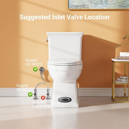 Image of One-Piece Ceramic Toilet with PP Cover, Comfort Height, CUPC Certified, Side Flush 1.28GPF, Durable Classical Elongated Bathroom Toilet