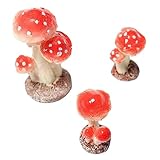 Homoyoyo Miniatur-feengarten-Terrarium-Dekoration Köpfigem Rotem Fliegenpilz Aus Kunstharz Für Pflanzgefäße Und Bonsai