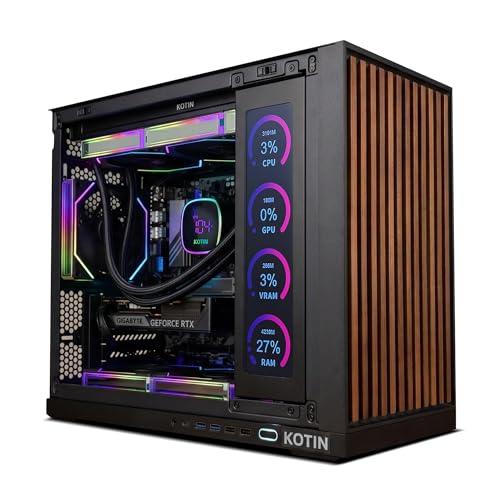 KOTIN Prebuilt Gaming PC Desktop Computer, Ryzen 7 9700X, GeForce RTX 5060 8GB, 16GB DDR5 6000MHz, 1TB PCIe 4.0 SSD, 11.3" Display, 360mm Liquid Cooler, WiFi 7, Windows 11 Home, ARGB Gaming Tower G60B