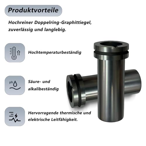 Deruilong Graphit-Tiegel, 3kg hochreiner Graphit-Tiegel, Schmelzen von Gold, Silber, Kupfer, Ofen Gießen Form schmelzen Schmuck Werkzeuge