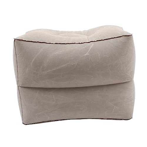 Cabilock 1Set Airplane Bed Inflatable Travel Foot Rest Pillow Adjustable Height Leg Rest for Airplane Train Flocking Material Portable with Drawstring Pouch Comfortable