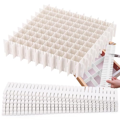 Drawer Dividers Adjustable Drawer Organizer White Plastic DIY Storage Separators for Bedroom Kitchen Office for socks underwear makeup bedroom office kitchen 14.5 x 2.7 Inch 20 Pack