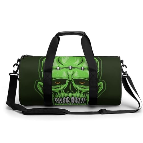 Sac de voyage crâne vert noir compact 45x23x23cm de gym