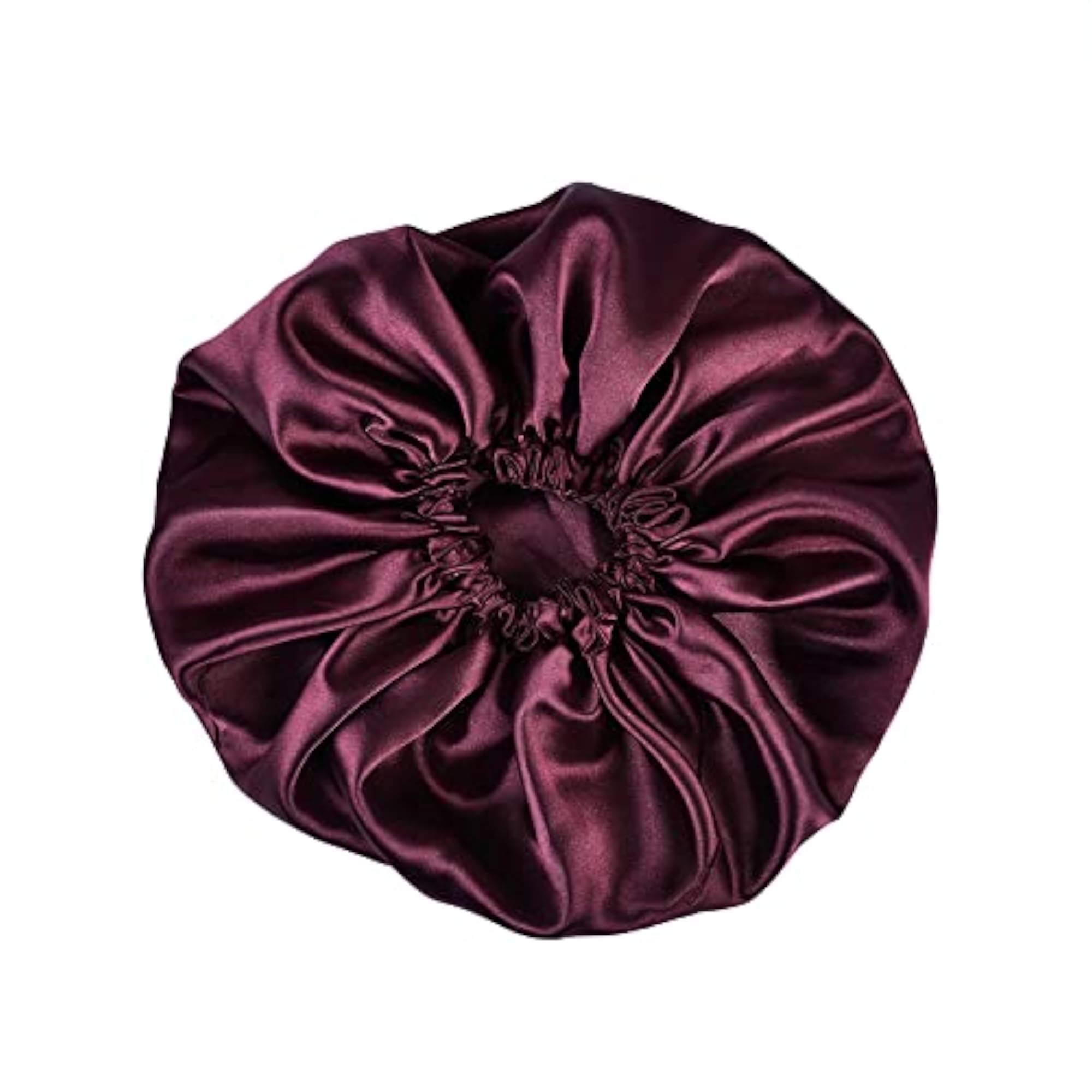 Satin Silk Premium Sleeping Cap, Double Layered Maroon Bonnet