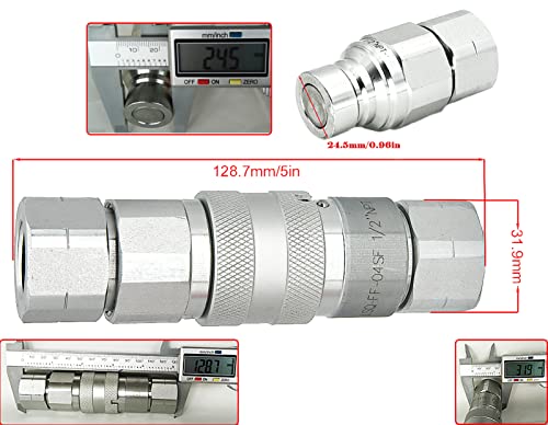 Image of Flat Face Hydraulic Couplers,1 /2 inch Skid Steer Hydraulic Couplers,For Bobcat Case,New Holland,Kubota,Quick Disconnect Coupler,NPT Thread