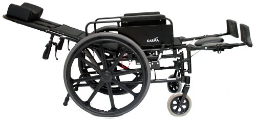 Karman Km5000F18 Aluminum Lightweight Reclining Wheelchair, Black, 24 Inches Rear Wheels And 18 Inches Seat Width #TOP1