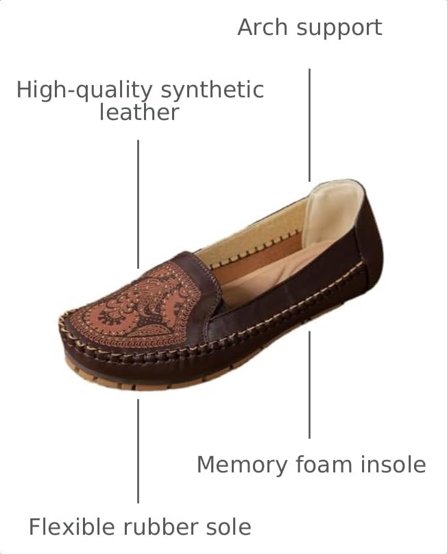 Image of Loafers for Women Leather Business Casual Shoes Comfortable Lightweight Penny Loafers Slip On Work Flats Moccasins Driving Boat Shoes