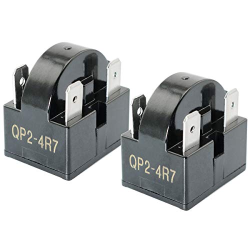 ToToT 2pcs QP-02-4.7 PTC Refrigerator Start Relay 4 Pin Coolers Compressor Starter 4.7 ohm Refrigerator Compressor PTC Starter
