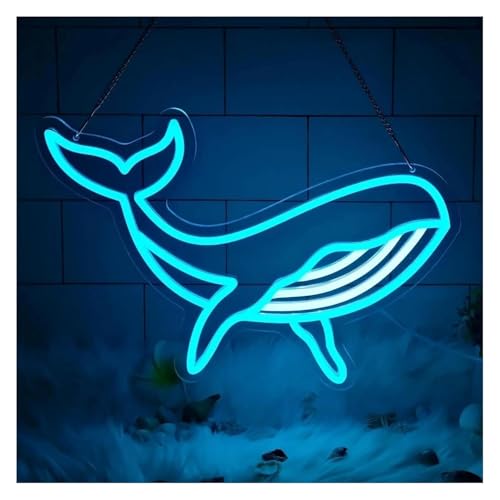 Enseigne lumineuse néon baleine et veilleuse LED murale chambre