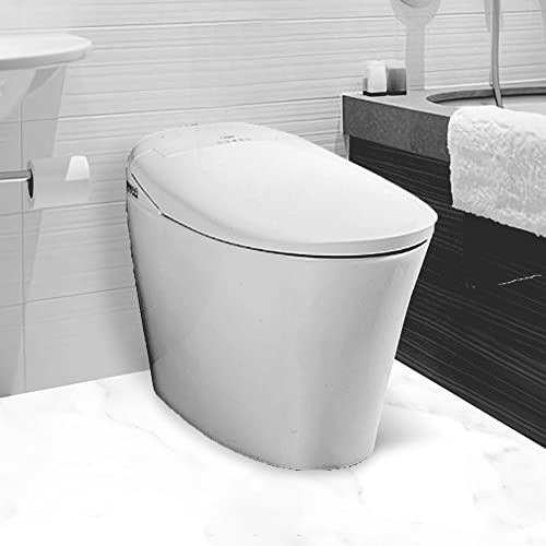 Trone Aquatina AETBCERN12.WH Electronic Bidet Toilet Floor Mounted Toilet Bowl with Built In Bidet Advanced Smart Toilet with Heated Toilet Seat and On Demand Warm Water White Trone Aquatina AETBCERN12.WH Electronic Bidet Toilet Floor Mounted Toilet Bowl with Built In Bidet Advanced Smart Toilet with Heated Toilet Seat and On Demand Warm Water White