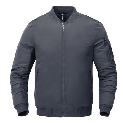 [MoFiz] ボンバージャケット メンズ ブルゾン 防寒 ミリタリー フライトジャケット 中綿 カジュアル ジャンパー スリム スタジャン アウター 大きいサイズ 秋冬