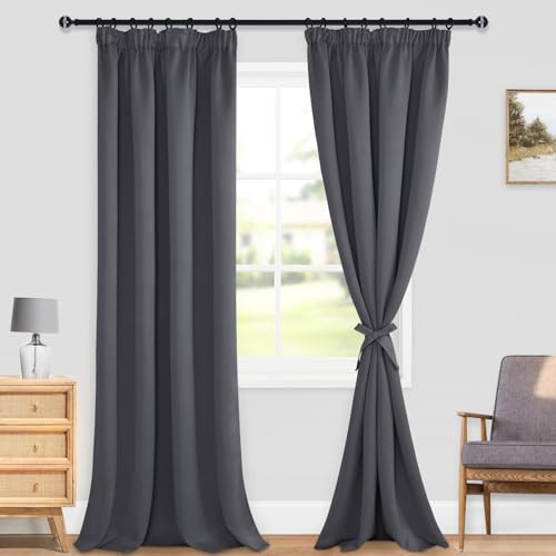 DWCN Vorhänge mit Kräuselband 2er Set Blickdicht Wohnzimmer 260cm Lang – Ansicht 2