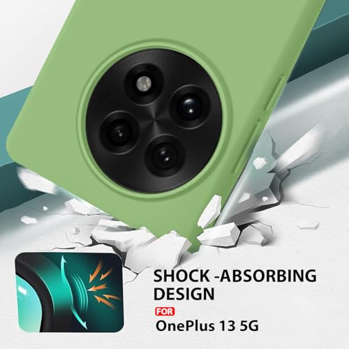 Image of LIRAMARK Liquid Silicone Soft Back Cover Case for OnePlus 13R 5G| Soft Micro-Fibre Lining Inside | Camera Protection Bump (Green)