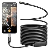 Anykit Type-C Endoscope Camera with Light, 1080P HD Borescope with 8 Adjustable LED Lights, Inspection Camera with Semi-Rigid Cable, IP67 Waterproof Home Use Snake Cam for Phone & Tablet (16.5ft)
