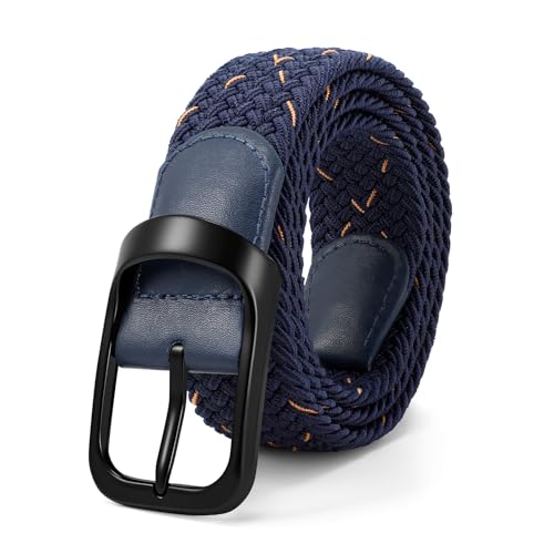 Image of JASGOOD Stretch Belt for Men, Men Women Elastic Woven Braided Belt 1 3 /8 Casual Belt Golf Belt for Jeans Pants
